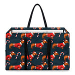 Xmas Dachshund Pattern Print Utility Tote Bag