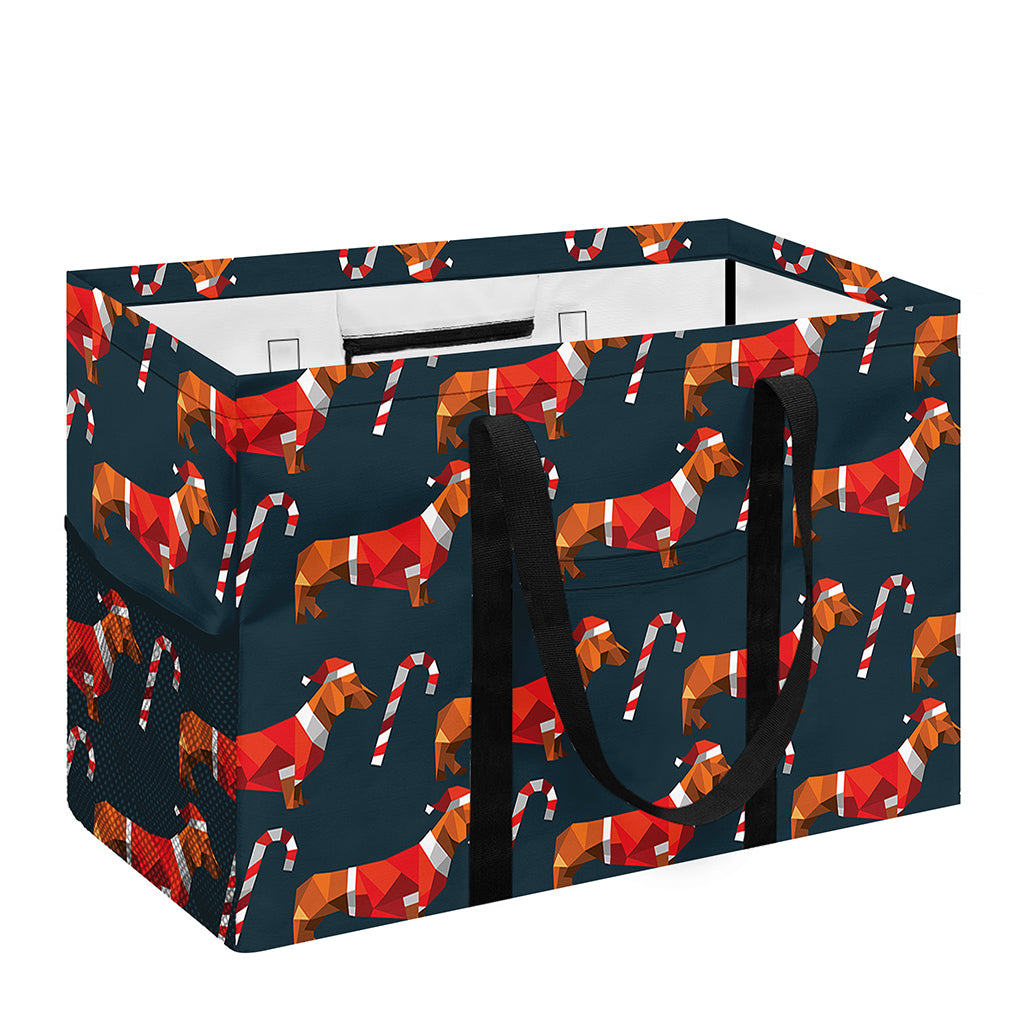 Xmas Dachshund Pattern Print Utility Tote Bag
