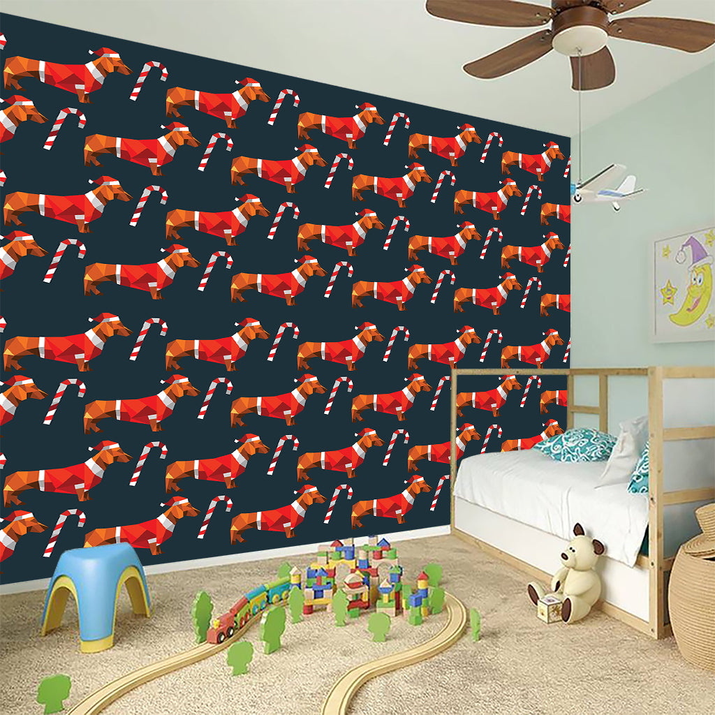 Xmas Dachshund Pattern Print Wall Sticker