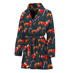 Xmas Dachshund Pattern Print Women's Bathrobe