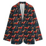 Xmas Dachshund Pattern Print Women's Blazer