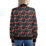 Xmas Dachshund Pattern Print Women's Bomber Jacket