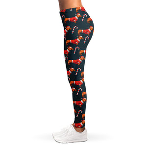 Xmas Dachshund Pattern Print Women's Leggings