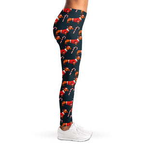 Xmas Dachshund Pattern Print Women's Leggings