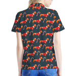 Xmas Dachshund Pattern Print Women's Polo Shirt