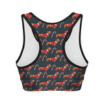 Xmas Dachshund Pattern Print Women's Sports Bra