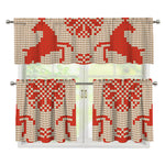 Xmas Deer Knitted Print 3 Piece Kitchen Curtains