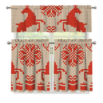 Xmas Deer Knitted Print 3 Piece Kitchen Curtains