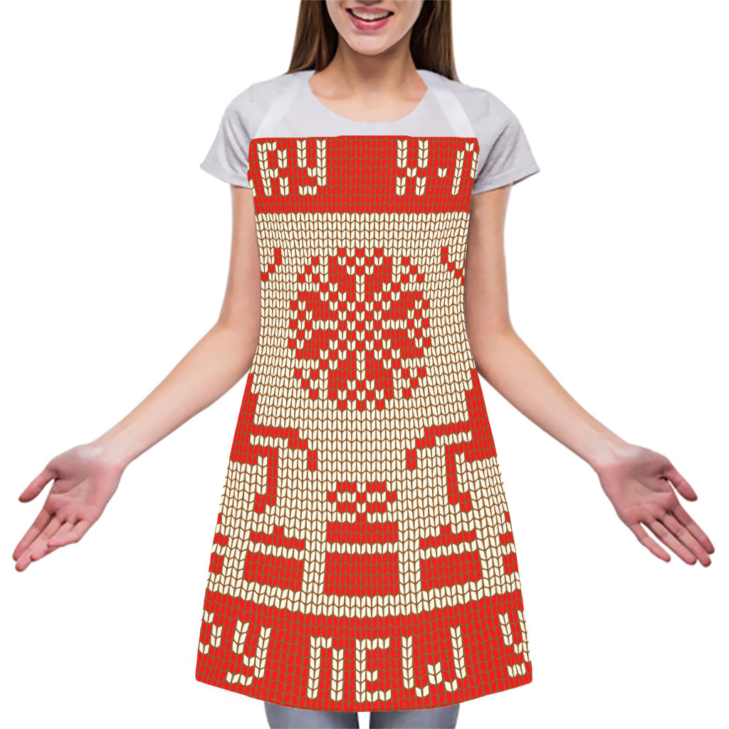Xmas Deer Knitted Print Adjustable Apron