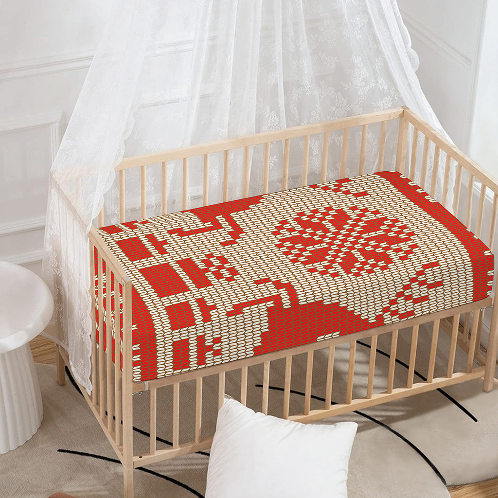 Xmas Deer Knitted Print Baby Crib Sheet