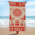 Xmas Deer Knitted Print Beach Towel