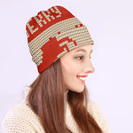 Xmas Deer Knitted Print Beanie