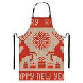 Xmas Deer Knitted Print Bib Apron With Pocket