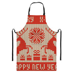 Xmas Deer Knitted Print Bib Apron With Pocket