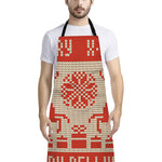 Xmas Deer Knitted Print Bib Apron With Pocket