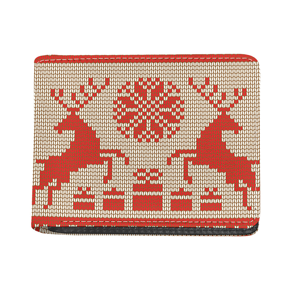 Xmas Deer Knitted Print Bifold Wallet