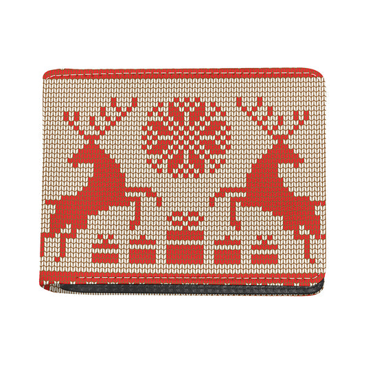 Xmas Deer Knitted Print Bifold Wallet