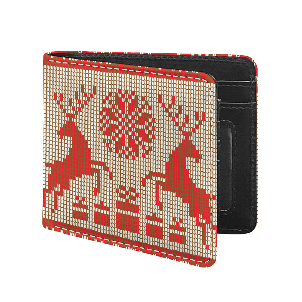 Xmas Deer Knitted Print Bifold Wallet