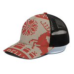 Xmas Deer Knitted Print Black Mesh Trucker Cap