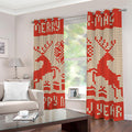 Xmas Deer Knitted Print Dimout Grommet Curtains