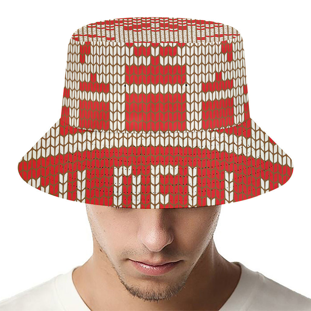 Xmas Deer Knitted Print Bucket Hat