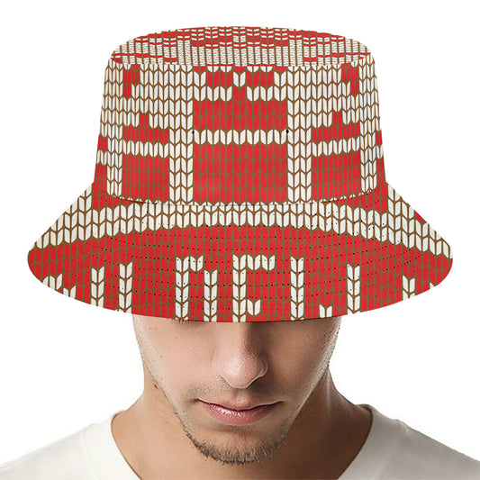 Xmas Deer Knitted Print Bucket Hat