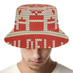 Xmas Deer Knitted Print Bucket Hat