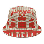 Xmas Deer Knitted Print Bucket Hat