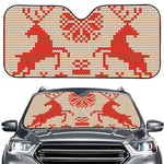 Xmas Deer Knitted Print Car Windshield Sun Shade