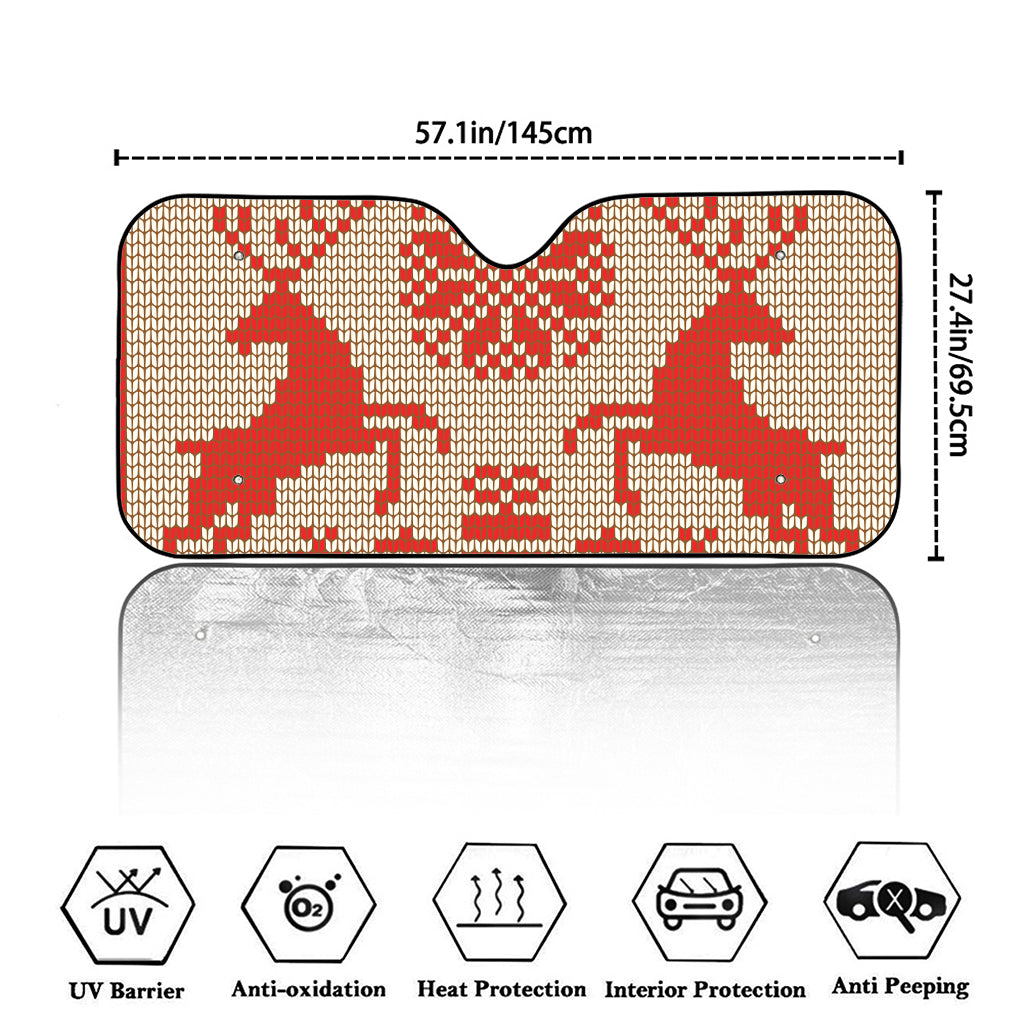 Xmas Deer Knitted Print Car Windshield Sun Shade