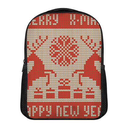 Xmas Deer Knitted Print Casual Backpack