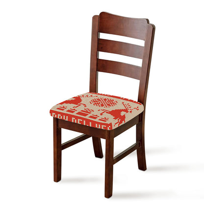 Xmas Deer Knitted Print Chair Cushion Cover