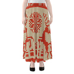 Xmas Deer Knitted Print Chiffon Maxi Skirt