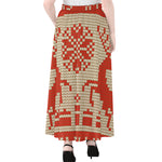 Xmas Deer Knitted Print Chiffon Maxi Skirt