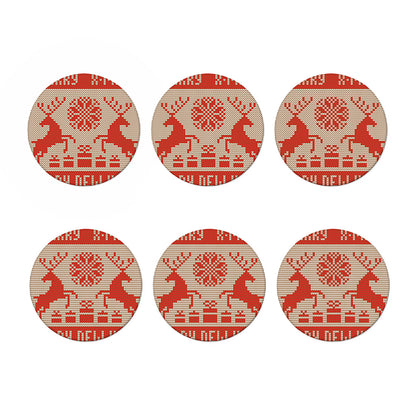 Xmas Deer Knitted Print Coaster Set