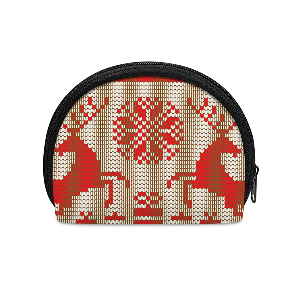 Xmas Deer Knitted Print Coin Purse