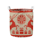 Xmas Deer Knitted Print Collapsible Laundry Basket