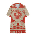 Xmas Deer Knitted Print Cotton Hawaiian Shirt