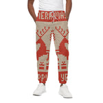 Xmas Deer Knitted Print Cotton Pants