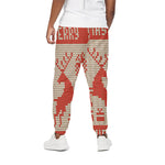 Xmas Deer Knitted Print Cotton Pants