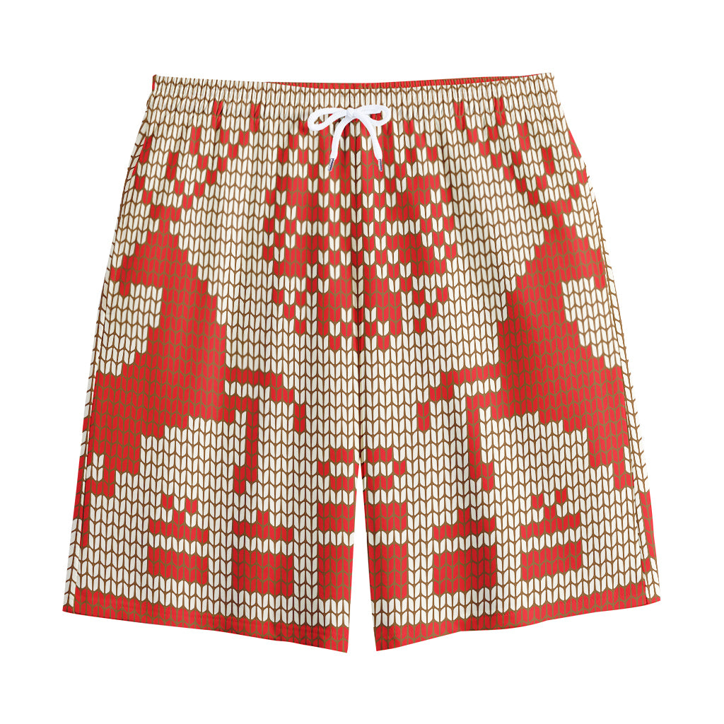 Xmas Deer Knitted Print Cotton Shorts
