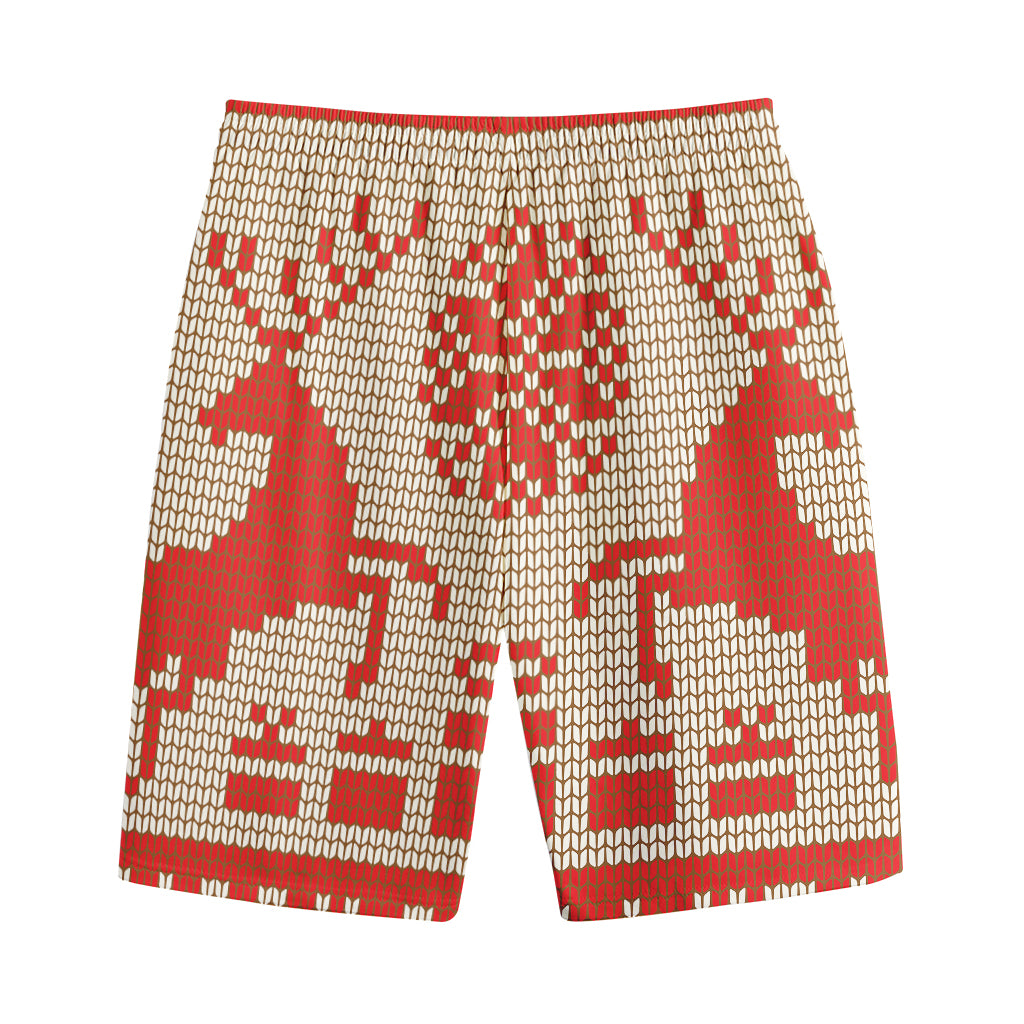 Xmas Deer Knitted Print Cotton Shorts