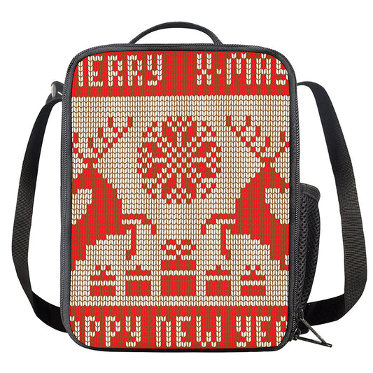 Xmas Deer Knitted Print Crossbody Lunch Bag