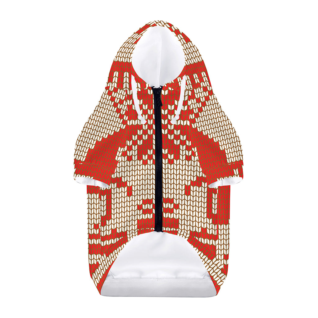 Xmas Deer Knitted Print Dog Zip Up Hoodie
