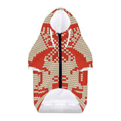 Xmas Deer Knitted Print Dog Zip Up Hoodie