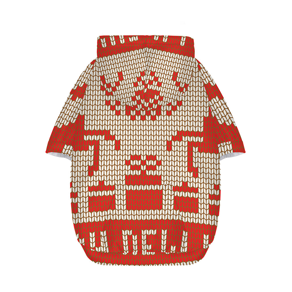 Xmas Deer Knitted Print Dog Zip Up Hoodie