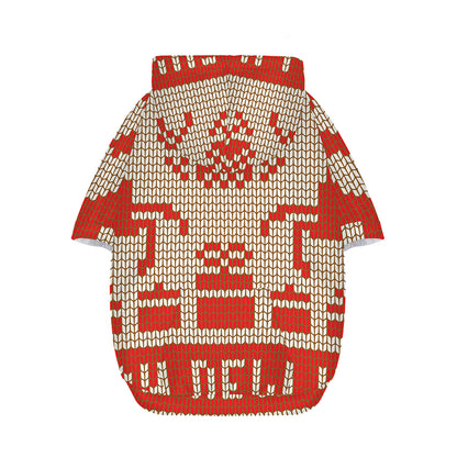 Xmas Deer Knitted Print Dog Zip Up Hoodie