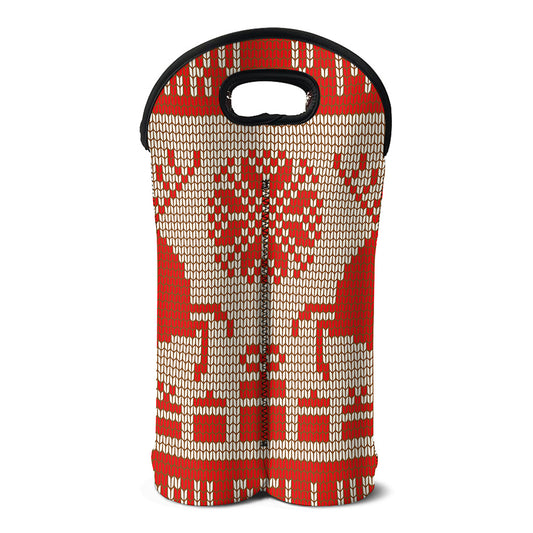 Xmas Deer Knitted Print Double Neoprene Wine Tote