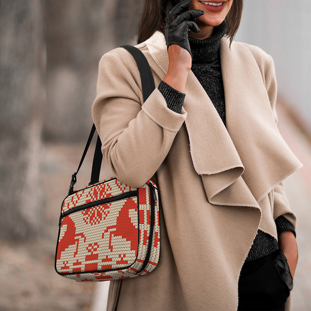 Xmas Deer Knitted Print Double Strap Bible Bag