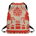 Xmas Deer Knitted Print Drawstring Backpack